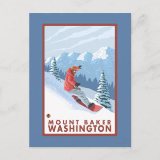 Snowboarder Scene - Mount Baker, Washington Postcard
