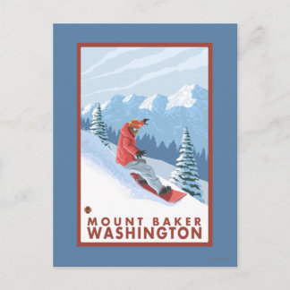 Snowboarder Scene - Mount Baker, Washington Postcard