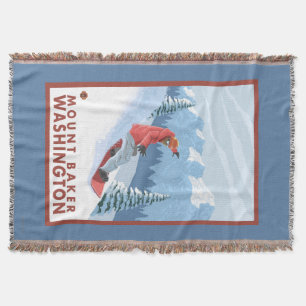 Snowboarder Scene - Mount Baker, Washington Throw Blanket