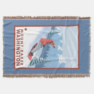 Snowboarder Scene - Mount Baker, Washington Throw Blanket