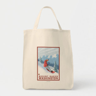 Snowboarder Scene - Mount Baker, Washington Tote Bag