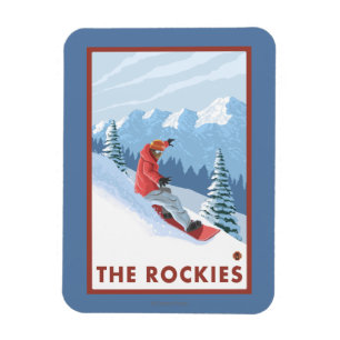 Snowboarder Scene - The Rockies Magnet