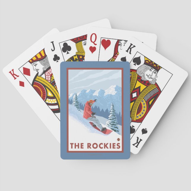 Snowboarder Scene - The Rockies Playing Cards (Back)