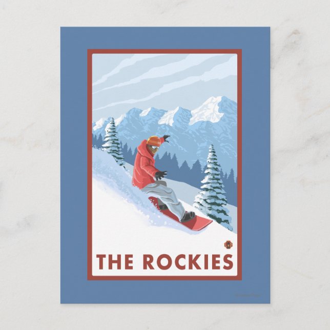 Snowboarder Scene - The Rockies Postcard (Front)