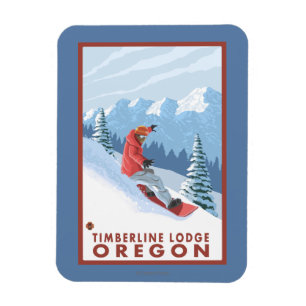 Snowboarder Scene - Timberline Lodge, Oregon Magnet