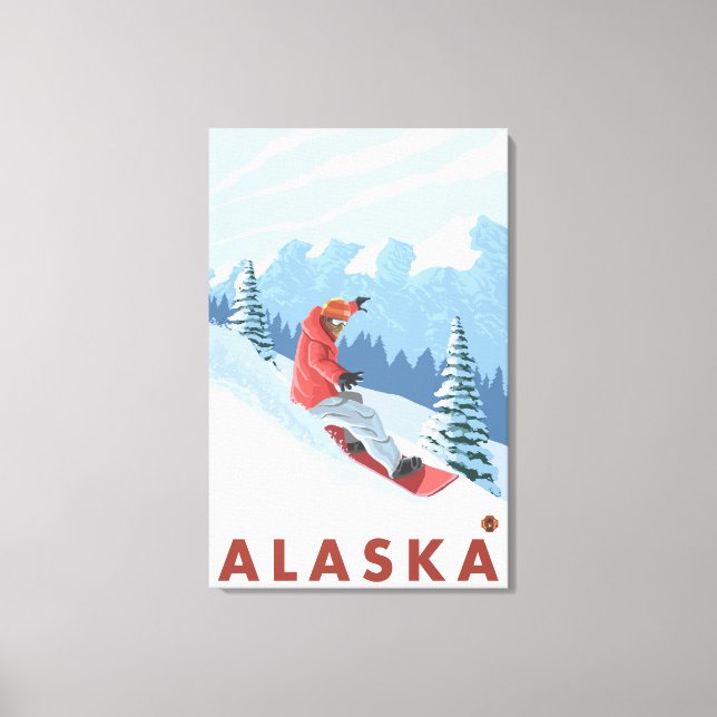 Snowboarder Scene- Vintage Travel Poster 2 Canvas Print (Front)