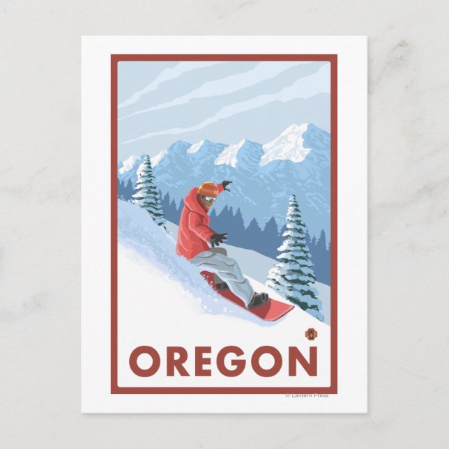Snowboarder Scene- Vintage Travel Poster Postcard (Front)