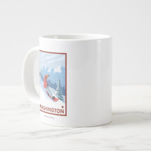 Snowboarder Scene - Washington Large Coffee Mug