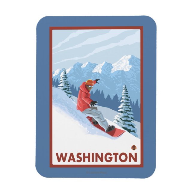 Snowboarder Scene - Washington Magnet (Vertical)