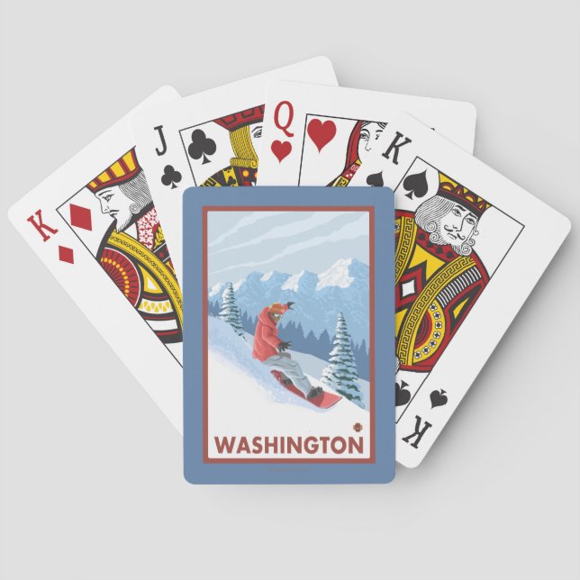 Snowboarder Scene - Washington Playing Cards (Back)