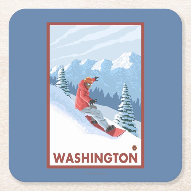 Snowboarder Scene - Washington Square Paper Coaster (Front)