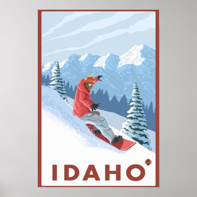 Snowboarder SceneIdahoVintage Travel Poster (Front)