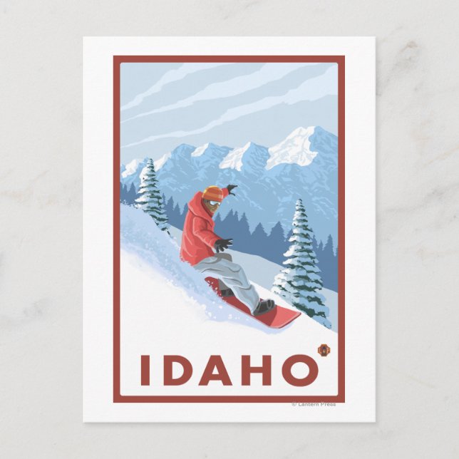 Snowboarder SceneIdahoVintage Travel Poster Postcard (Front)