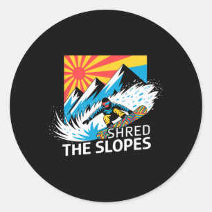 Snowboarder Shred The Slopes Snowboarding Enthusia Classic Round Sticker