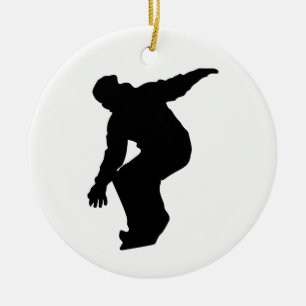 Snowboarder Silhouette Ceramic Tree Decoration