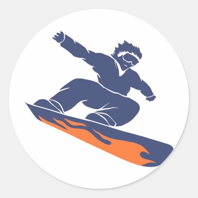 Snowboarder silhouette - Choose background colour Classic Round Sticker (Front)