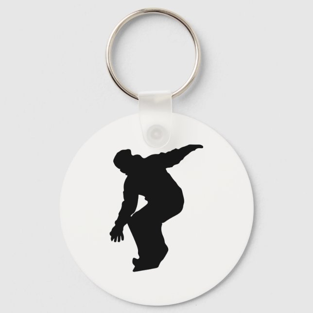 Snowboarder Silhouette Key Ring (Front)