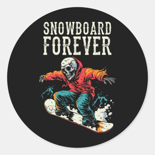 Snowboarder Skeleton - Snowboarding Winter Sports  Classic Round Sticker (Front)