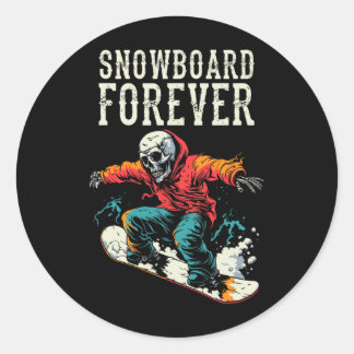 Snowboarder Skeleton - Snowboarding Winter Sports  Classic Round Sticker