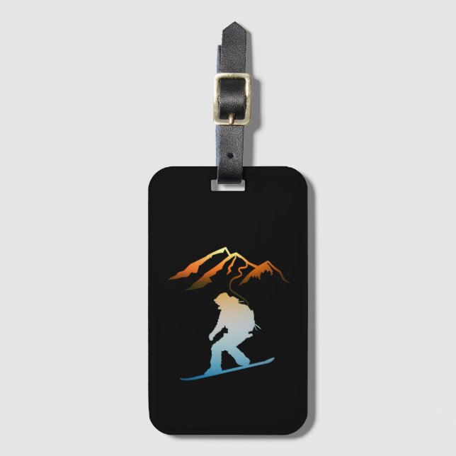 Snowboarder, Ski, Snowboard Luggage Tag (Front Vertical)