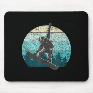 Snowboarder ski vintage sunset mountains loves mouse mat