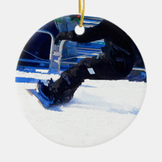 Snowboarder Skidding Winter Sports Gift Ceramic Tree Decoration