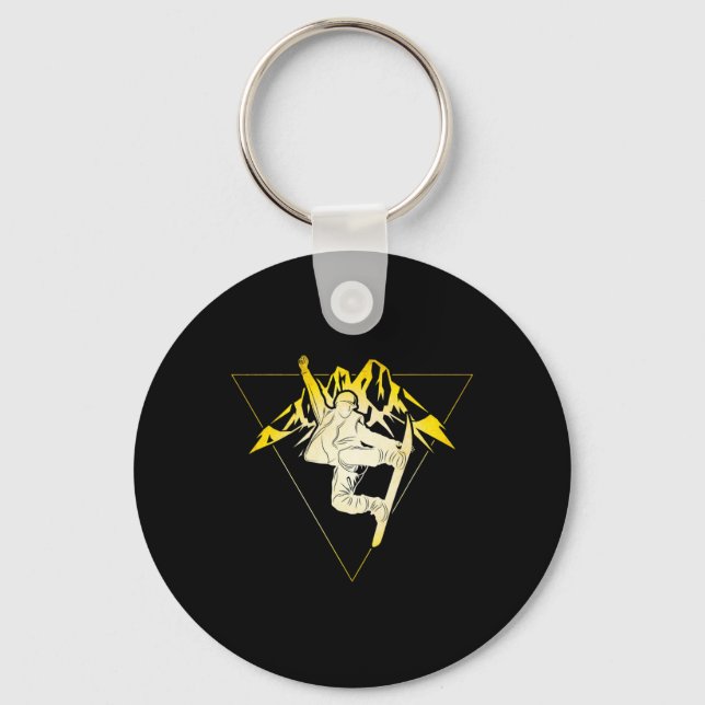Snowboarder Slope Snowboarding Mountains Snowboard Key Ring (Front)