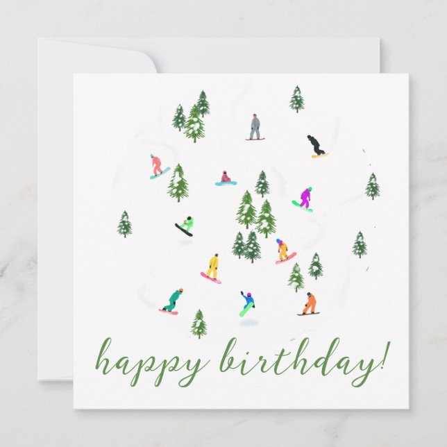  Snowboarder Snowboarding Illustration Birthday (Front)