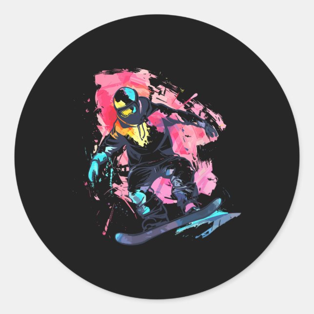 Snowboarder Snowboarding Slopestyle  Classic Round Sticker (Front)