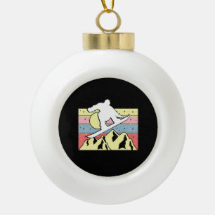 Snowboarder Snowboarding Snowboard Retro Ceramic Ball Christmas Ornament