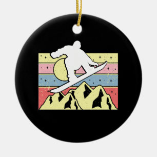 Snowboarder Snowboarding Snowboard Retro Ceramic Tree Decoration