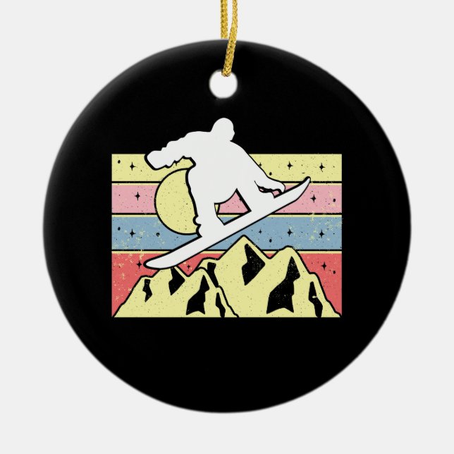 Snowboarder Snowboarding Snowboard Retro Ceramic Tree Decoration (Front)