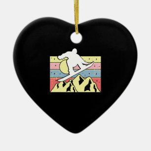 Snowboarder Snowboarding Snowboard Retro Ceramic Tree Decoration