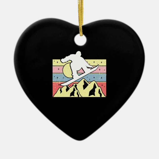 Snowboarder Snowboarding Snowboard Retro Ceramic Tree Decoration (Front)