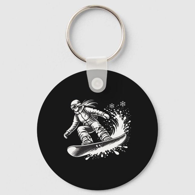Snowboarder Snowboarding Winter Slope Downhill Hol Key Ring (Front)