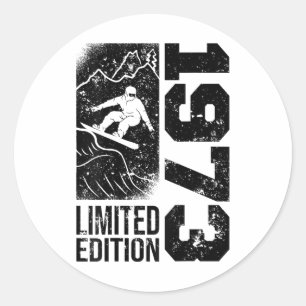 Snowboarder Vintage 1973 Birthday Snowboarding Sno Classic Round Sticker