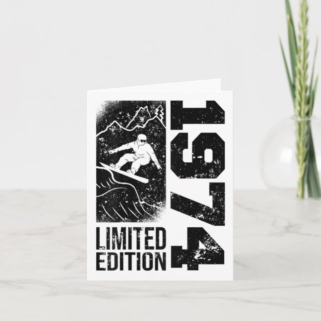 Snowboarder Vintage 1974 Birthday Snowboarding Sno Card (Front)