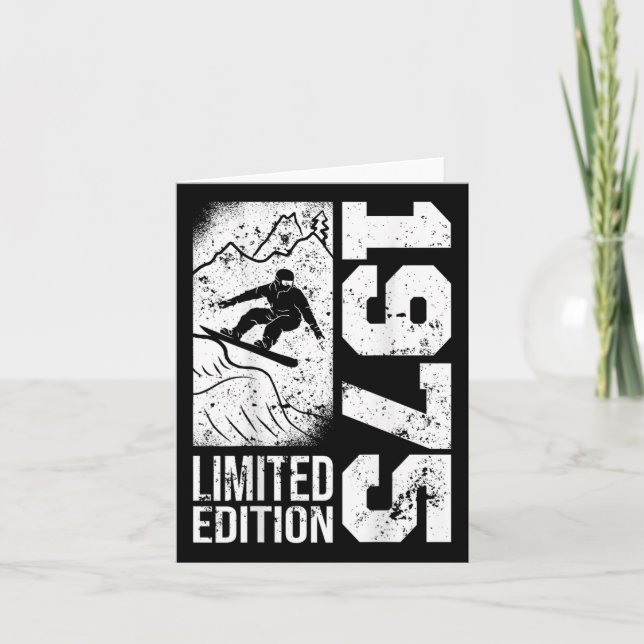 Snowboarder Vintage 1975 Birthday Snowboarding Sno Card (Front)