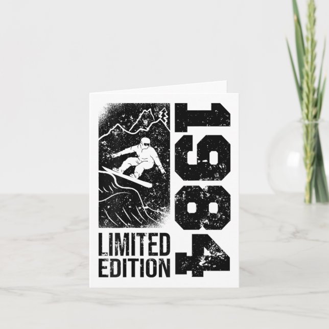 Snowboarder Vintage 1984 Birthday Snowboarding Sno Card (Front)