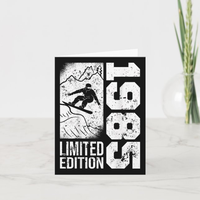 Snowboarder Vintage 1985 Birthday Snowboarding Sno Card (Front)