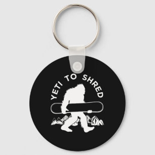 Snowboarder Yeti T Shirt Key Ring