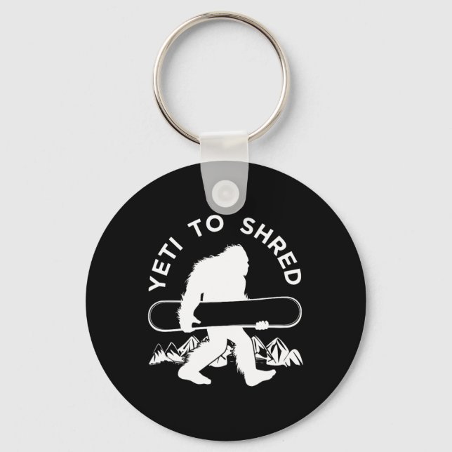 Snowboarder Yeti T Shirt  Key Ring (Front)