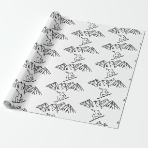 Snowboarders in the mountains, 02 wrapping paper