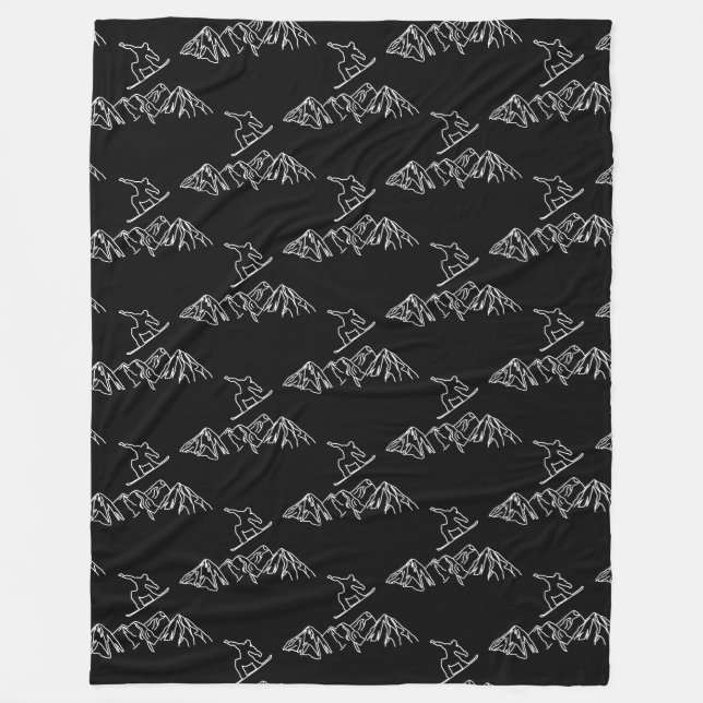 Snowboarders in the mountains fleece blanket (Front)