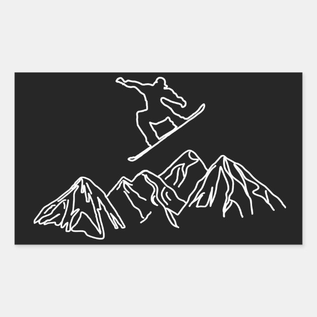 Snowboarders in the mountains rectangular sticker (Front)