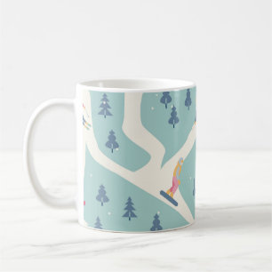 Snowboarders, winter resort, active recreation. coffee mug