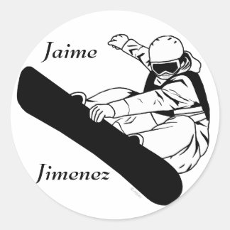 Snowboarding 3 classic round sticker