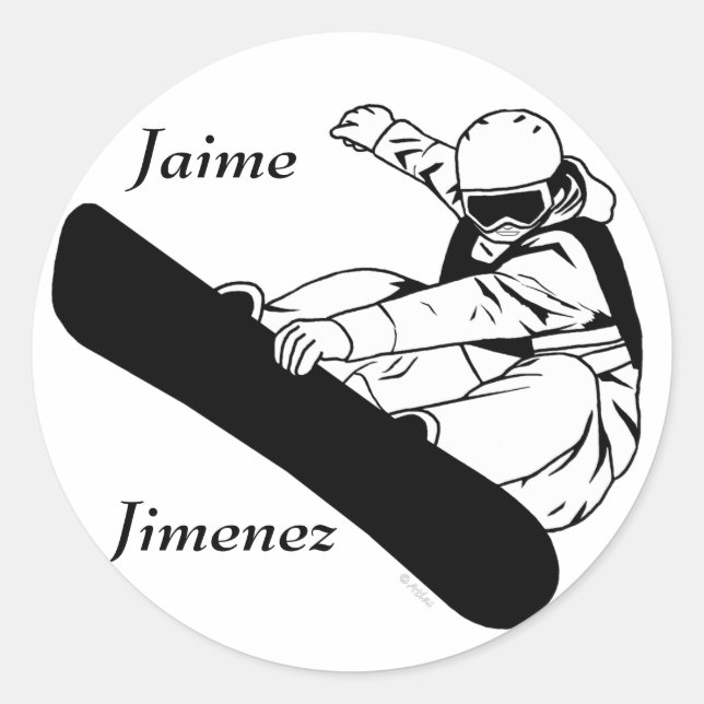 Snowboarding 3 classic round sticker (Front)