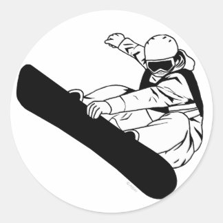 Snowboarding 3 classic round sticker