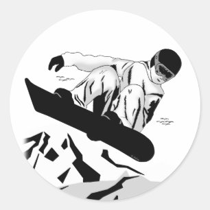 Snowboarding 5 classic round sticker